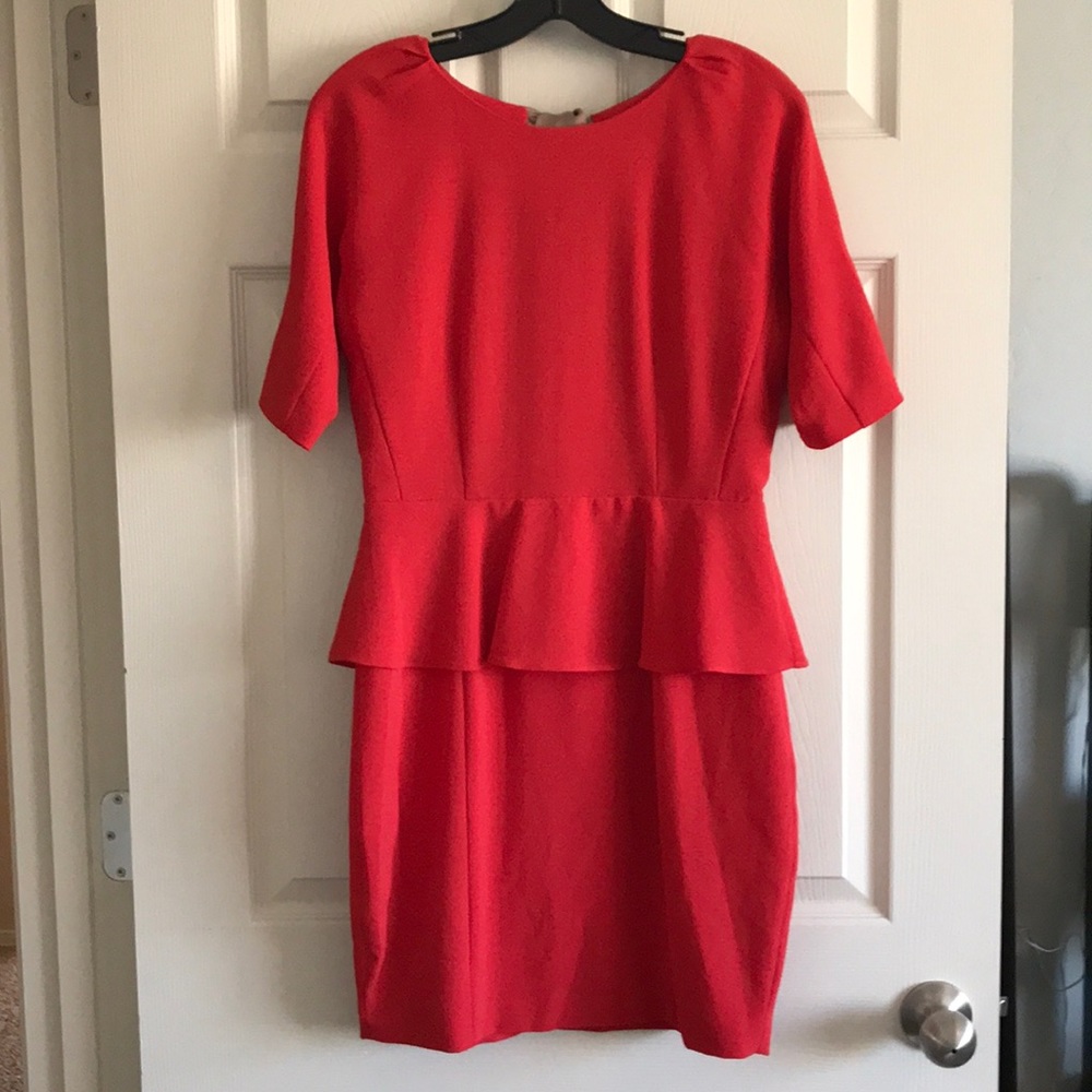 Red peplum dress with tie in the back